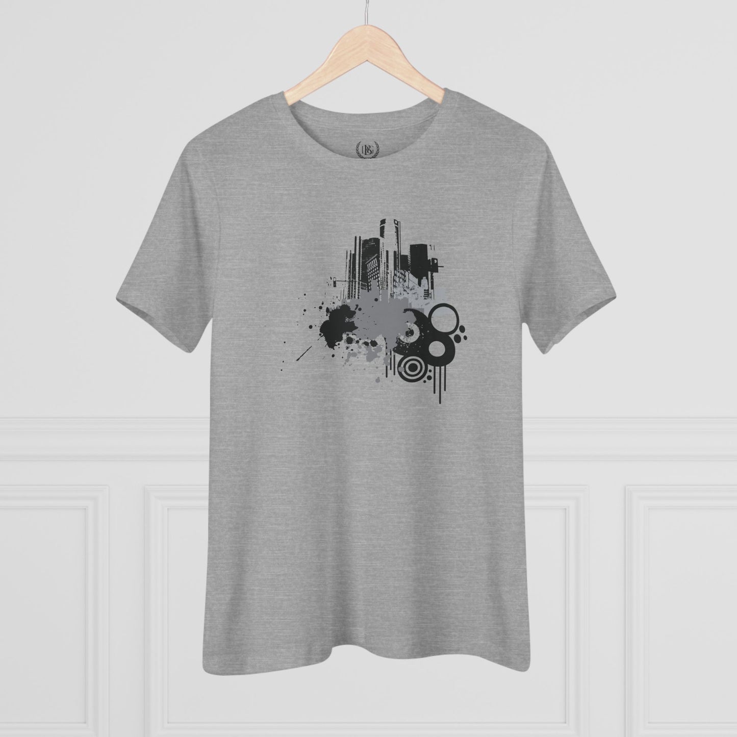 Detroit Grunge 313 Women's T-shirt on White & Gray