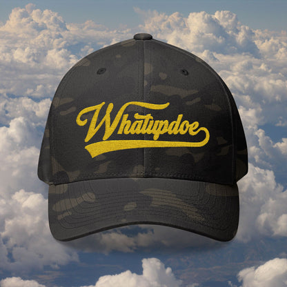 Whatupdoe Gold Lettering Embroidered Fitted Cap in Various Color Combinations