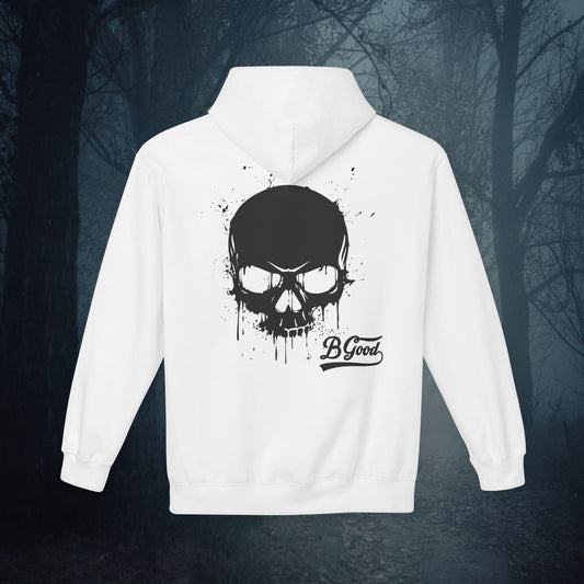 Distressed Skull Hoodie - Stay Out of Trouble, Unisex Hoodie, Alternative Fashion, Casual Wear, Gift for Him/Her, Halloween Style