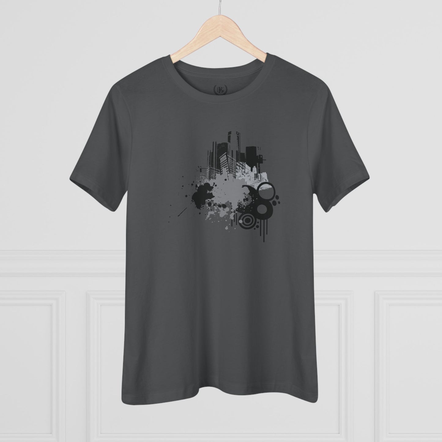 Detroit Grunge 313 Women's T-shirt on White & Gray