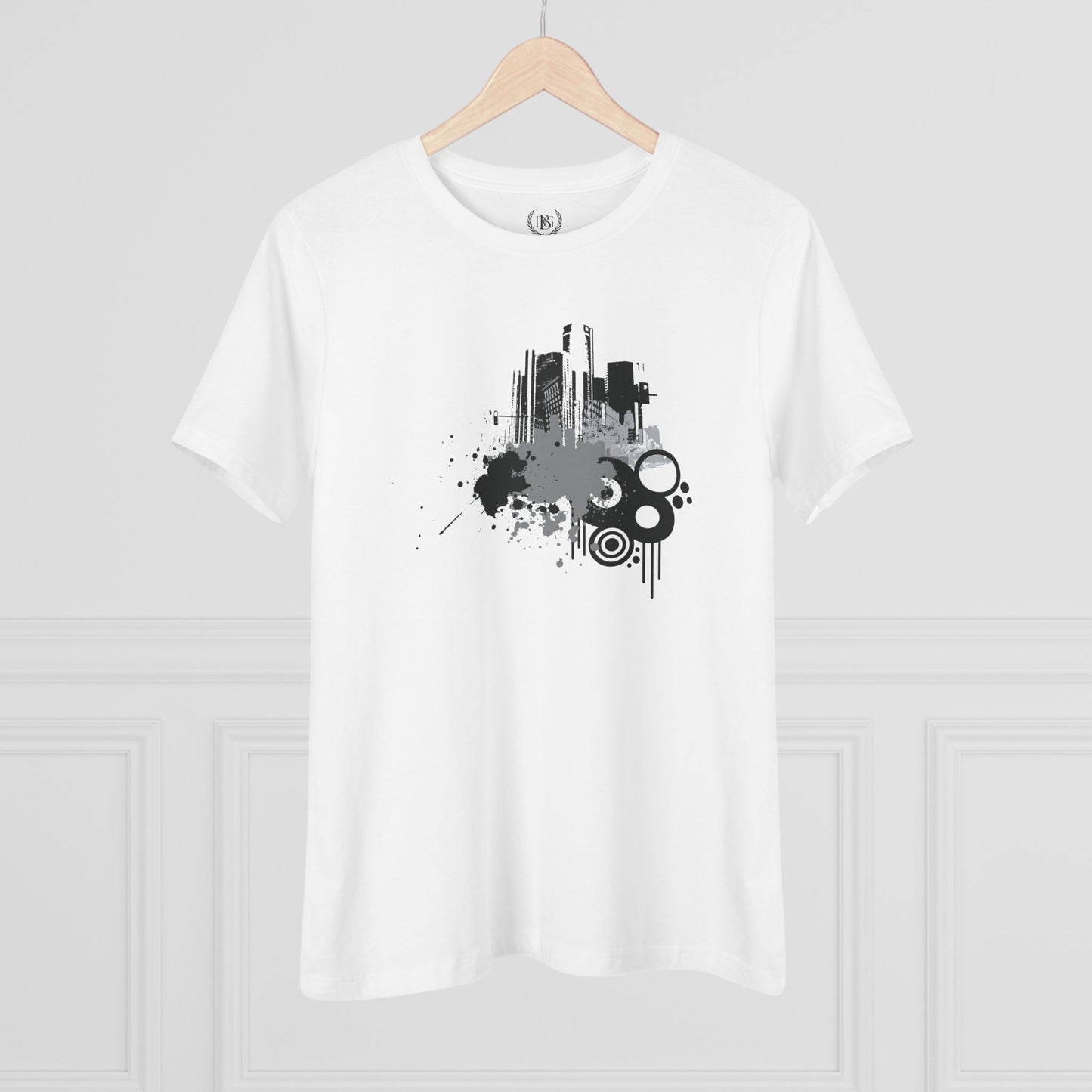 Detroit Grunge 313 Women's T-shirt on White & Gray