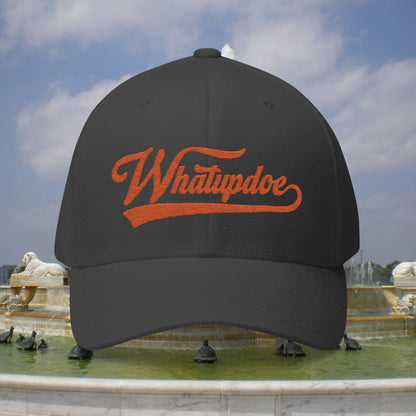 Whatupdoe Orange Lettering Embroidered Fitted Cap in Various Color Combinations