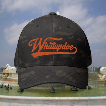 Whatupdoe Orange Lettering Embroidered Fitted Cap in Various Color Combinations