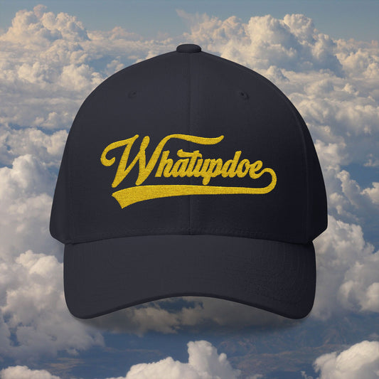 Whatupdoe Gold Lettering Embroidered Fitted Cap in Various Color Combinations