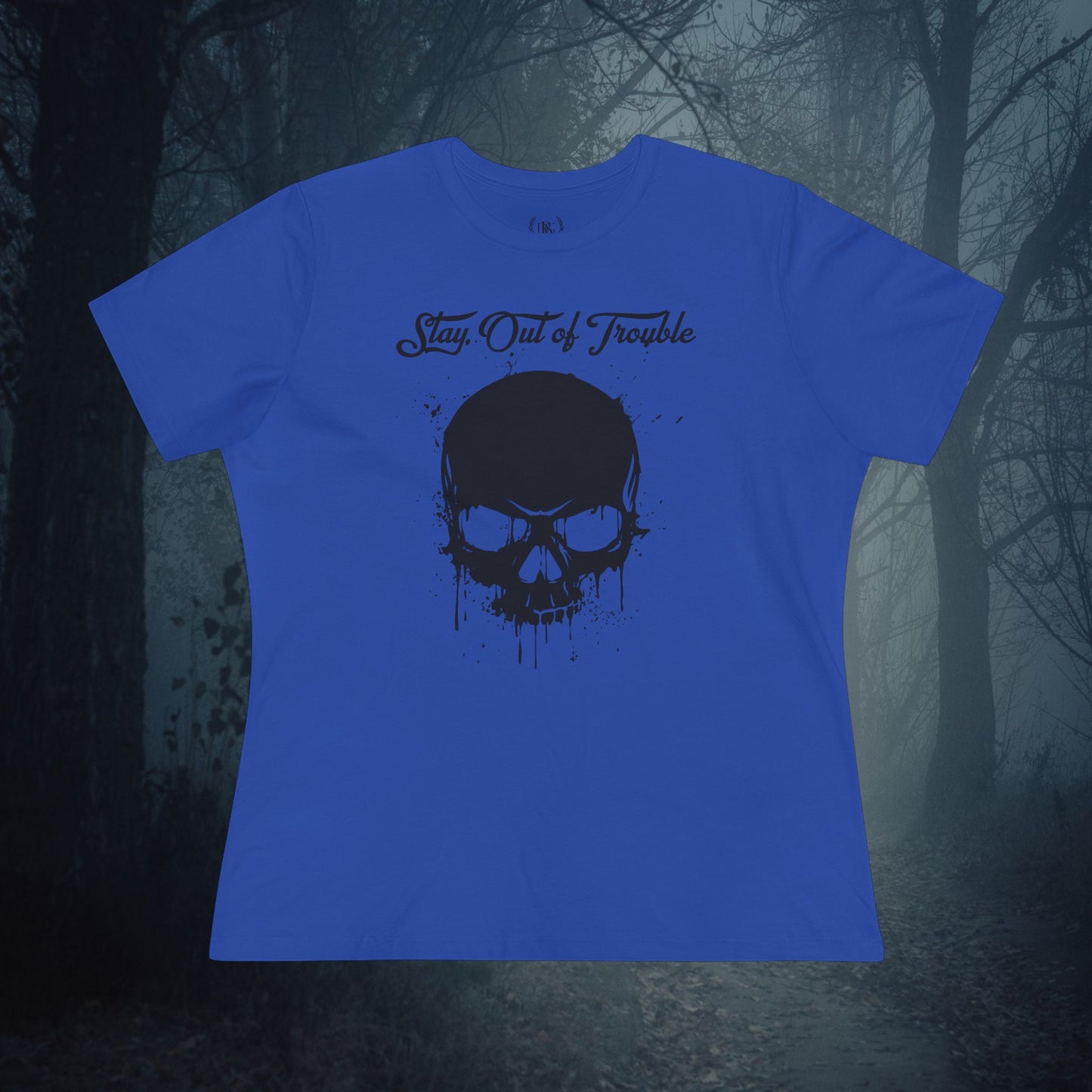 Stay Out of Trouble Women's Skull Relaxed Graphic Tee