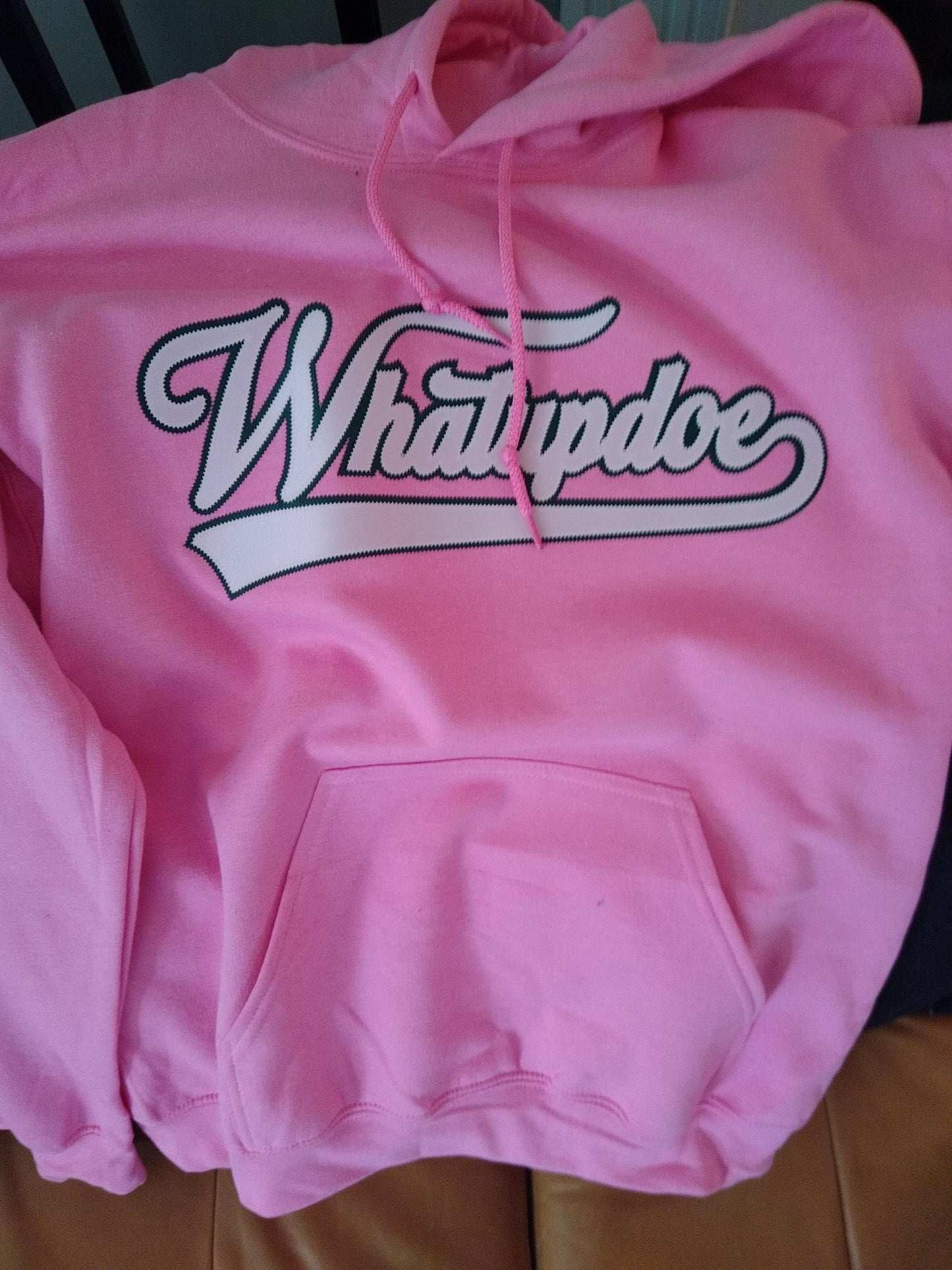 Whatupdoe Pink & Green Sweatshirt Pullover Hoodie