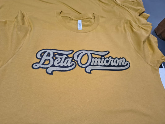 Beta Omicron Script Lettering in Two Layered Sim-Stitch
