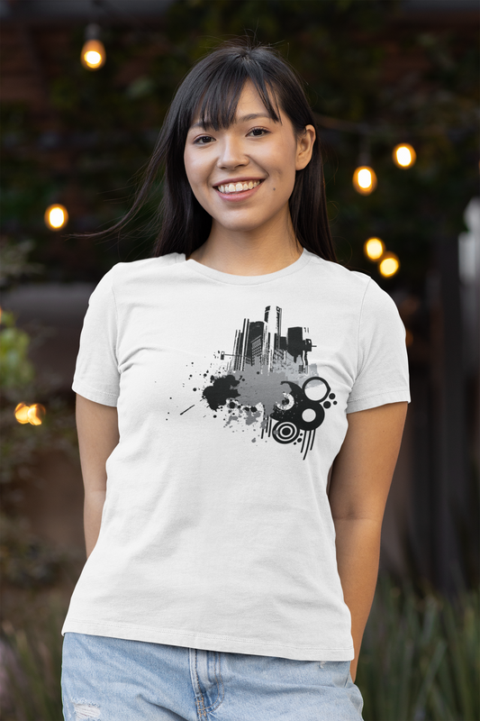 Detroit Grunge 313 Women's T-shirt on White & Gray