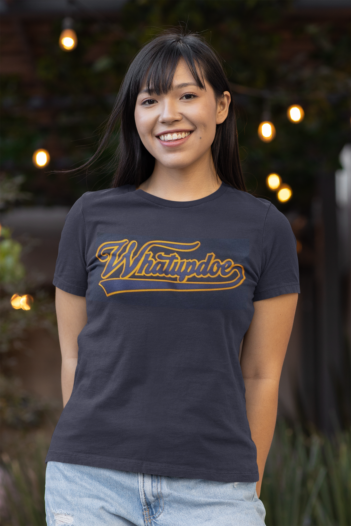 Detroit Whatupdoe Womens Blue & Yellow Sim-Stitch T-Shirt