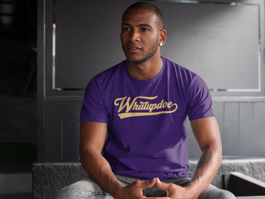 Men's Whatupdoe Gold Lettering Jersey Short Sleeve T-Shirt In Various Color Combinations