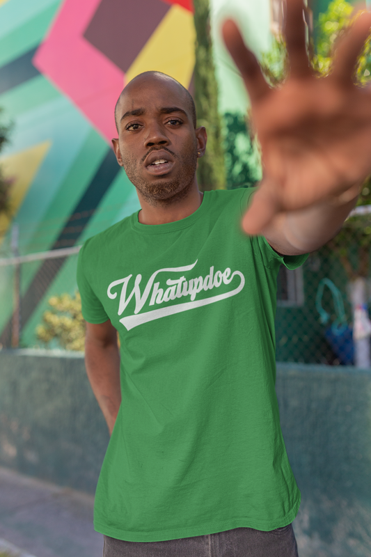 Men's Whatupdoe White lettering Jersey T-Shirt in Various Color Combinations